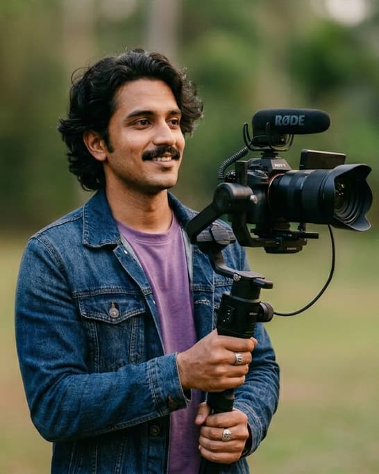 Creator with professional camera